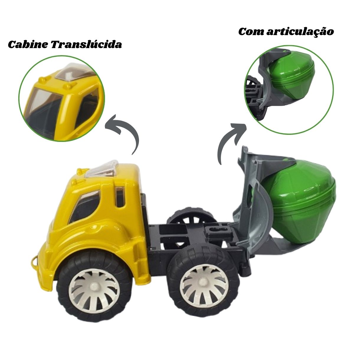 Brinquedo Caminhão Betoneira Amarelo Com Verde - Smiling Kids Brinquedo Caminhão Betoneira Amarelo Com Verde - Smiling Kids